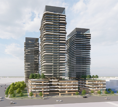 A rendering of the proposed building for 130 Thompson Road South