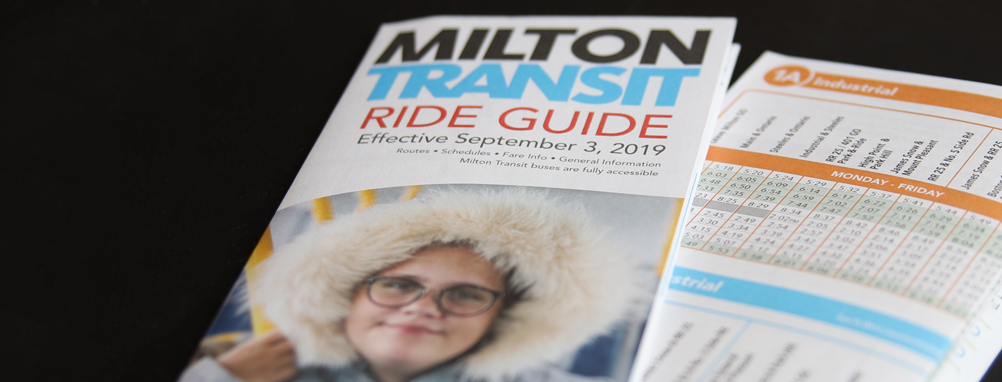 the Milton Transit Ride Guide brochure