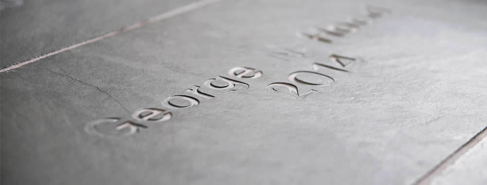 Photo of a floor tile with a Walk of Fame nominees name engraved