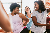 Two women in a zumba class