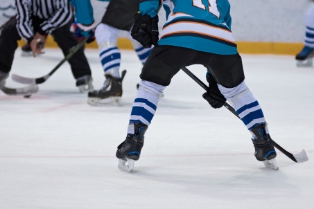 hockey player waiting for puck to drop