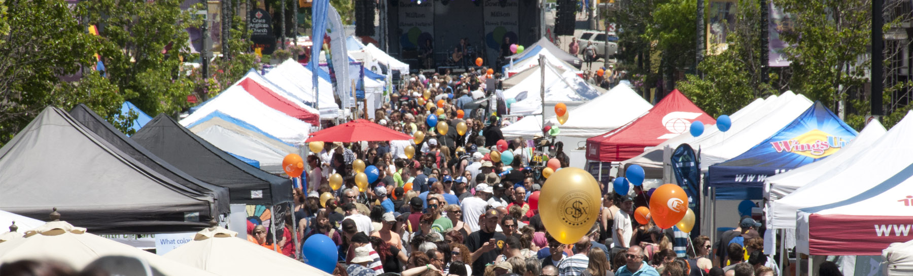 downtown milton street festival overhead shot of the tents and crowds
