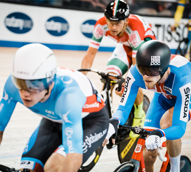 picture of cyclist riding the velodrome track