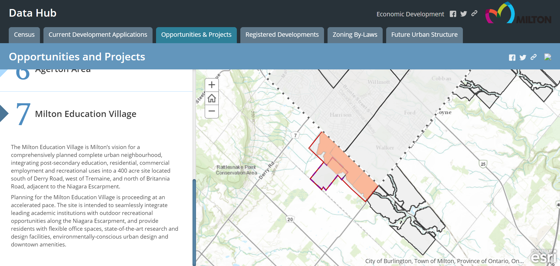 Picture of Data hub Opportunities and Projects showing drop down 7