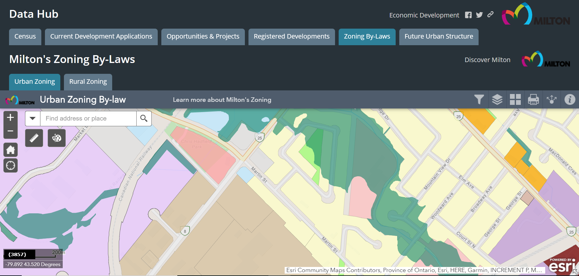 Photo of data hub on Zoning by law tab