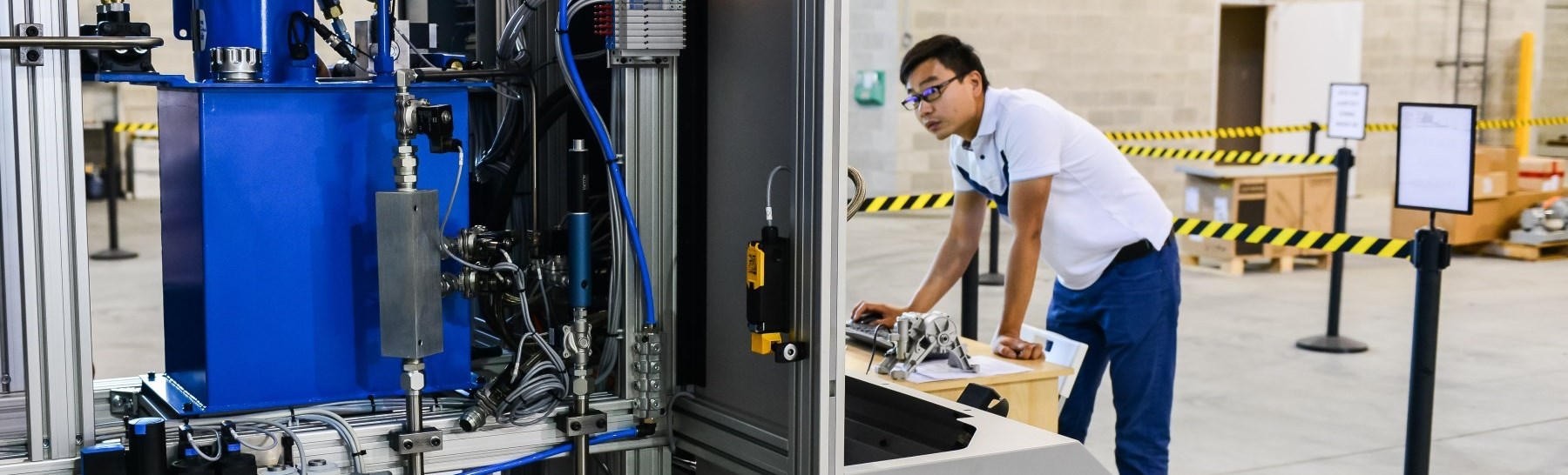 man watching a machine