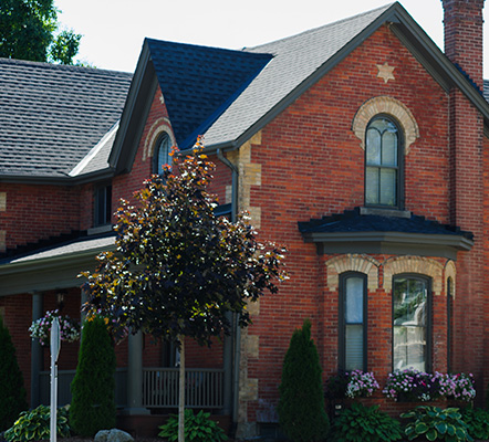 A heritage home with trees