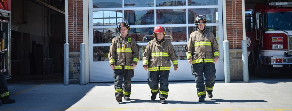 Firefighters walking