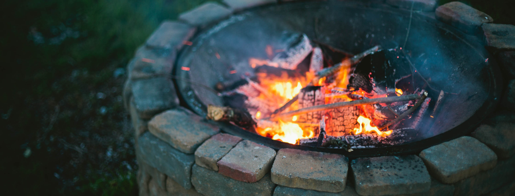 A backyard fire pit