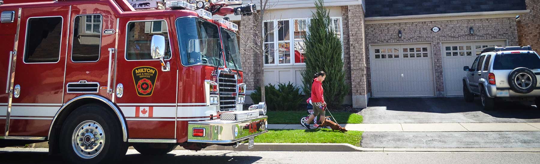 Town of Milton Fire Truck on a neighbourhood street