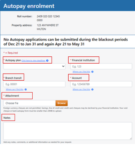 Autopay enrolment screenshot