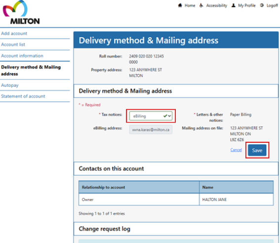 eBilling screenshot