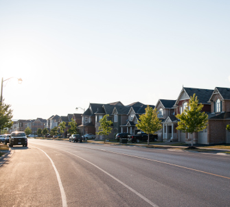 A row of houses in Milton, Ontario