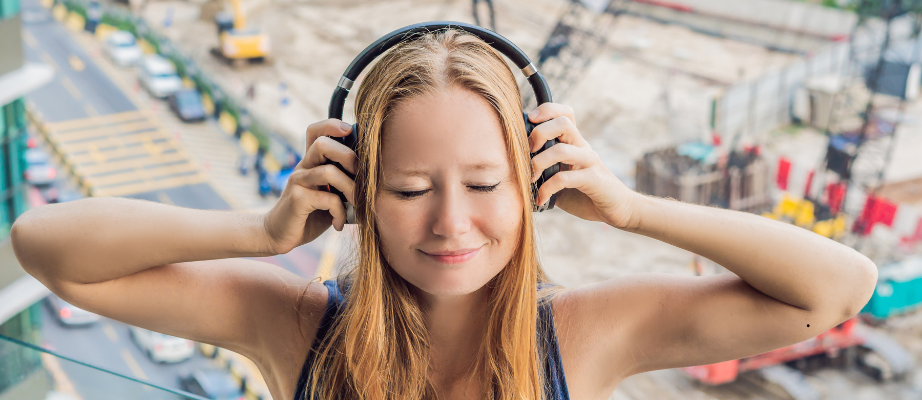 girl wearing head phones