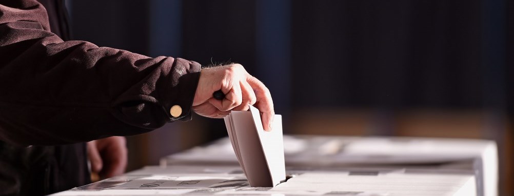 Person entering voter ballot 