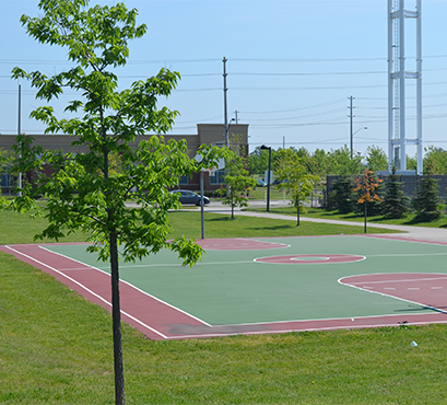 Tennis courts and trees